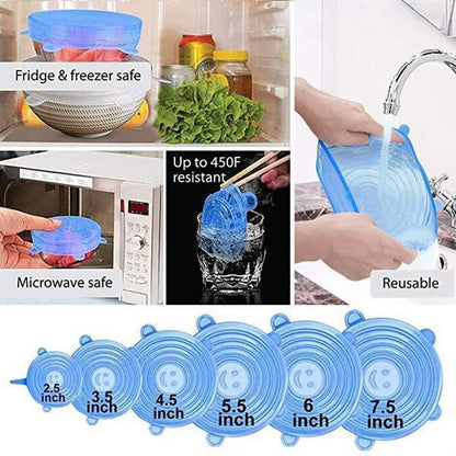 🧊 50% DE DESCONTO – Conjunto de 6 Tampa de Silicone para Armazenamento de Alimentos | Vedação hermética, flexível & reutilizável 🎁🔒