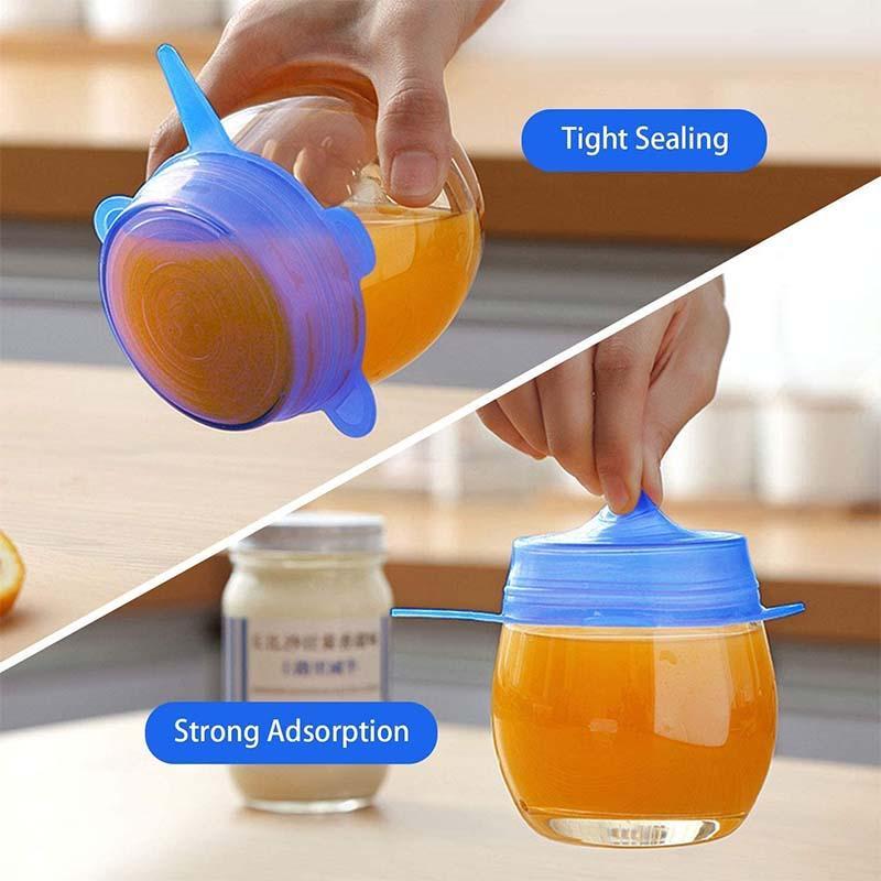 🧊 50% DE DESCONTO – Conjunto de 6 Tampa de Silicone para Armazenamento de Alimentos | Vedação hermética, flexível & reutilizável 🎁🔒