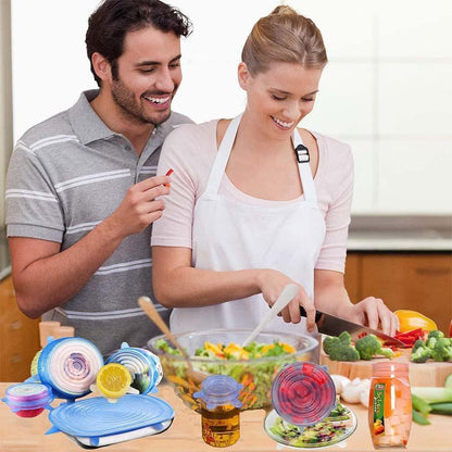 🧊 50% DE DESCONTO – Conjunto de 6 Tampa de Silicone para Armazenamento de Alimentos | Vedação hermética, flexível & reutilizável 🎁🔒