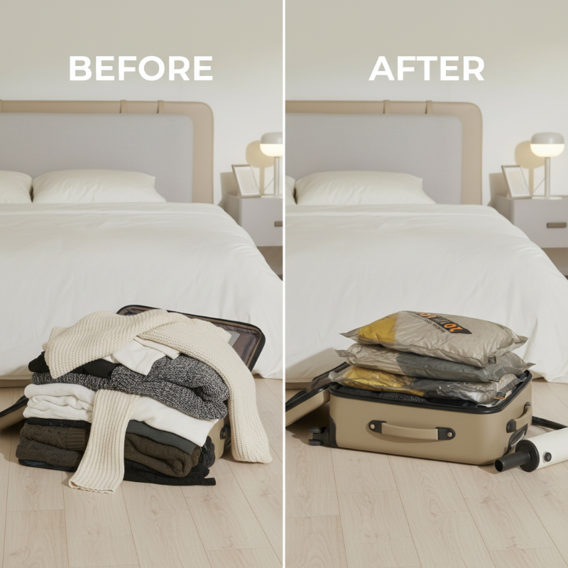 🔥 50% DE DESCONTO – Sacos a Vácuo para Viagem | Economize 75% de espaço na mala, herméticos, reutilizáveis & perfeitos para organizar roupas e roupas de cama 🎉🧳