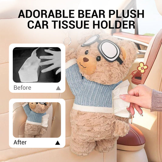 Entzückender Plüschbär als Taschentuchhalter für das Auto