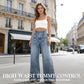 🔥 Damen-Weitbeinjeans mit Seitenschlitzen – High-Waist für schlanken Look