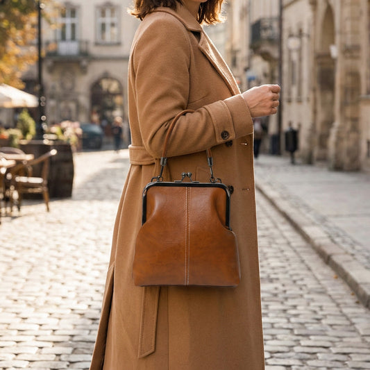 🔥Letzter Tag: 60% Rabatt! ⏰👜Damen Kiss Lock Crossbody Bag mit Top Handle🎁