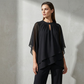 Eleganter Zweiteiler: Bluse mit asymmetrischem Saum & weite Hose