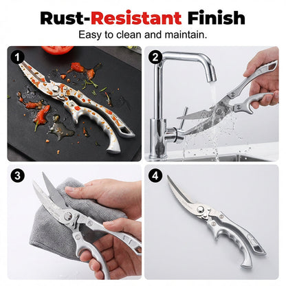 ✂️ Tesoura de cozinha multifuncional e resistente – Corta, recorta, esmaga – Uma única ferramenta para tudo! 🦴🔪