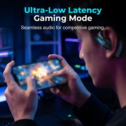 🔥 50% DE DESCONTO – Fone de Ouvido para Gaming por Condução Óssea | Ultra baixa latência, pressão zero & à prova d'água