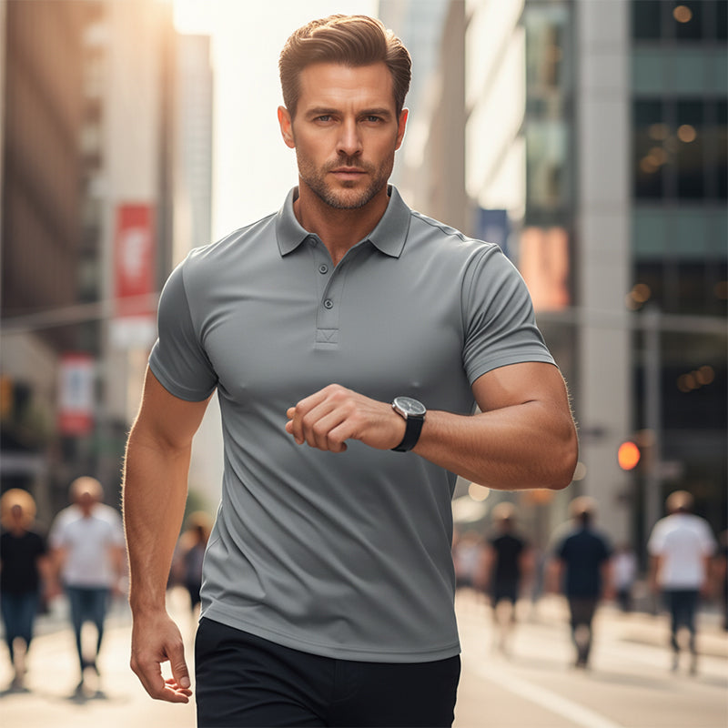 🔥 50% DE DESCONTO – Camiseta de Secagem Rápida para Homem | Corte com gola, leve & ideal para atividades ao ar livre 💎💫