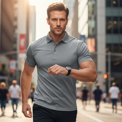 🔥 50% DE DESCONTO – Camiseta de Secagem Rápida para Homem | Corte com gola, leve & ideal para atividades ao ar livre 💎💫