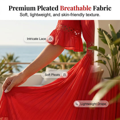 🔥 50% DE DESCONTO – SÓ HOJE 🔥 Vestido Feminino de Renda com Decote V | Feminino, Elegante e Perfeito para o Verão e Festas 👗✨