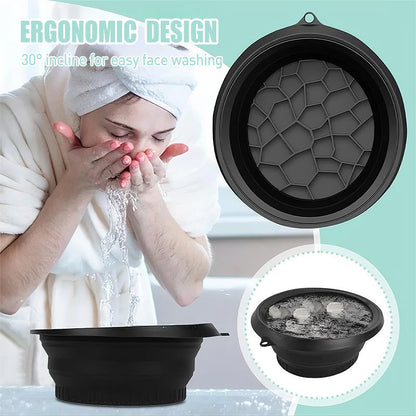 🔥🎁 50% DE DESCONTO – NOVIDADE 🔥 Tigela Facial Dobrável com Bandeja de Gelo Integrada | Ideal para Limpeza de Poros e Spas em Casa
