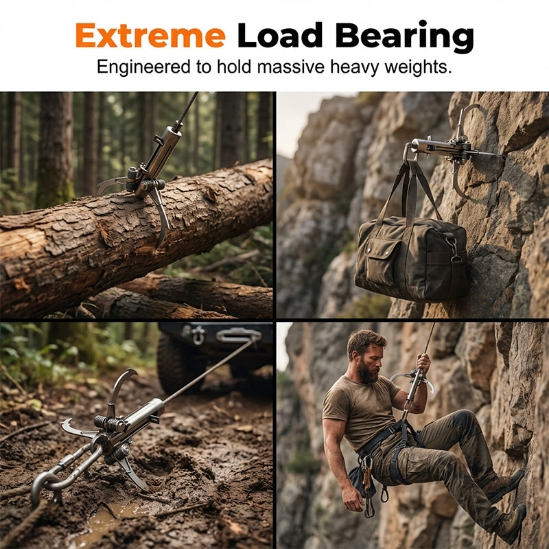 🗜 50% DE DESCONTO AGORA! ⛰️ Gancho de escalada dobrável em aço inoxidável – Resistente à corrosão, dobrável e robusto – Mecanismo Auto-Grip 🔒