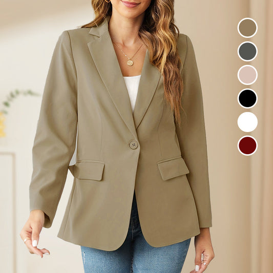 📦 Frete Grátis – Casaco Clássico de Botões com Lapela Suave em Cor Sólida | Elegante, versátil & perfeito para o dia a dia