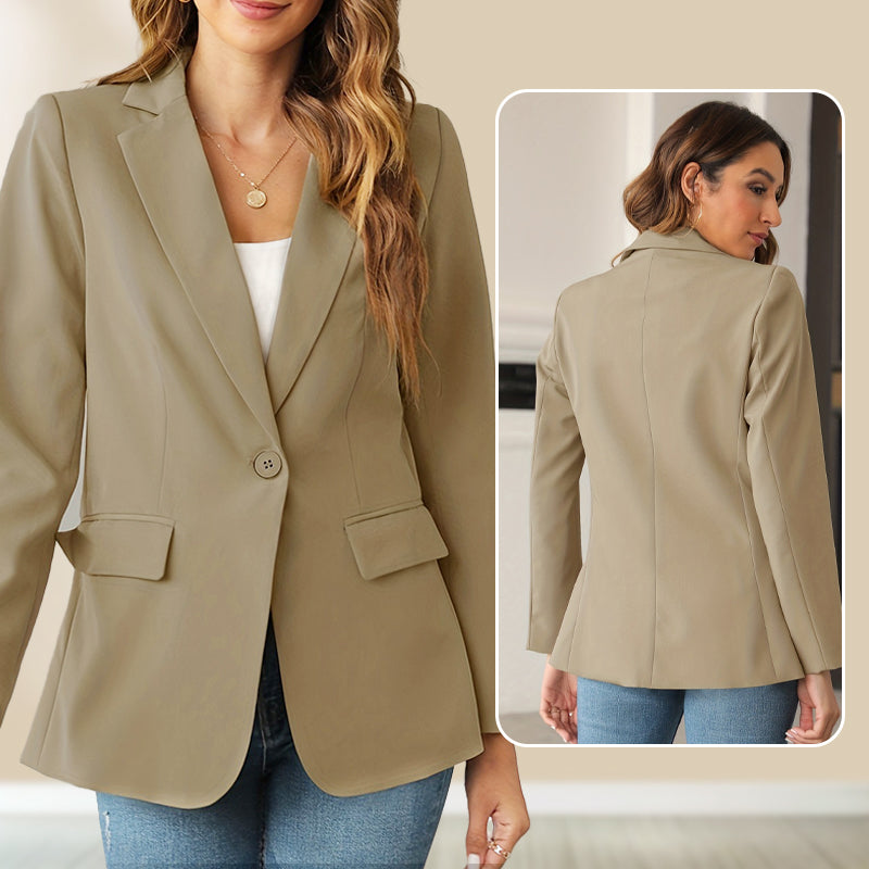 📦 Frete Grátis – Casaco Clássico de Botões com Lapela Suave em Cor Sólida | Elegante, versátil & perfeito para o dia a dia