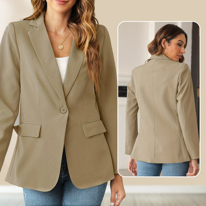 📦 Frete Grátis – Casaco Clássico de Botões com Lapela Suave em Cor Sólida | Elegante, versátil & perfeito para o dia a dia