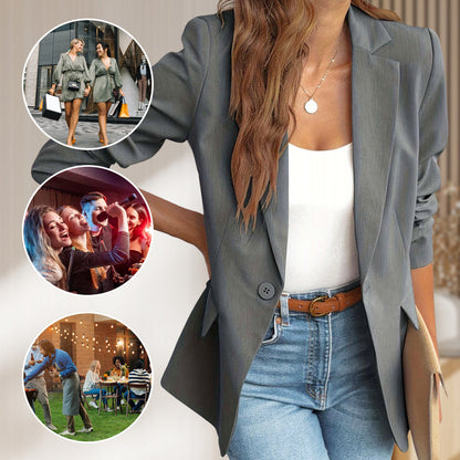 📦 Frete Grátis – Casaco Clássico de Botões com Lapela Suave em Cor Sólida | Elegante, versátil & perfeito para o dia a dia