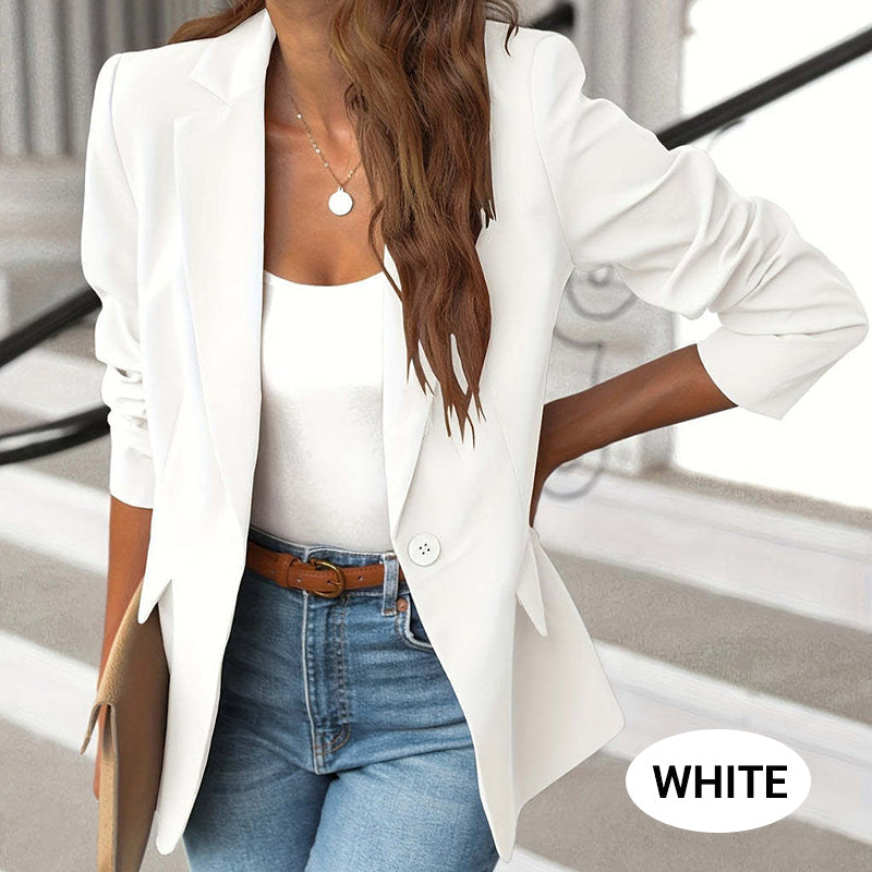 📦 Frete Grátis – Casaco Clássico de Botões com Lapela Suave em Cor Sólida | Elegante, versátil & perfeito para o dia a dia