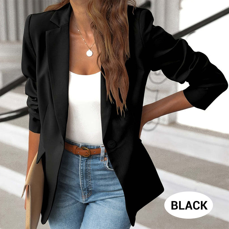 📦 Frete Grátis – Casaco Clássico de Botões com Lapela Suave em Cor Sólida | Elegante, versátil & perfeito para o dia a dia