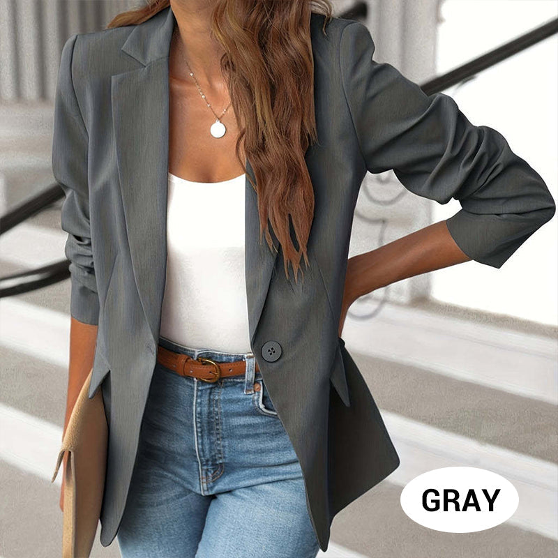 📦 Frete Grátis – Casaco Clássico de Botões com Lapela Suave em Cor Sólida | Elegante, versátil & perfeito para o dia a dia