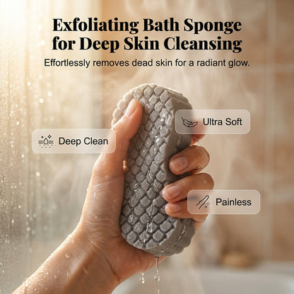 🔥 50% DE DESCONTO – Dual-Sided Exfoliating Bath Sponge | Limpeza profunda & pele macia