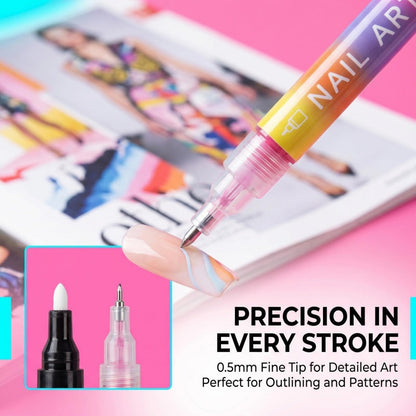 🎨 50% DE DESCONTO – Conjunto de 12 Canetas para Arte em Unhas | Cores vibrantes, ponta fina & fácil de usar