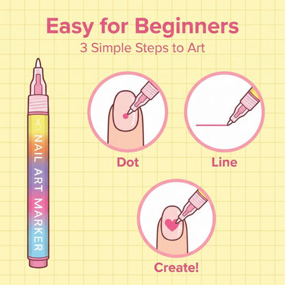 🎨 50% DE DESCONTO – Conjunto de 12 Canetas para Arte em Unhas | Cores vibrantes, ponta fina & fácil de usar