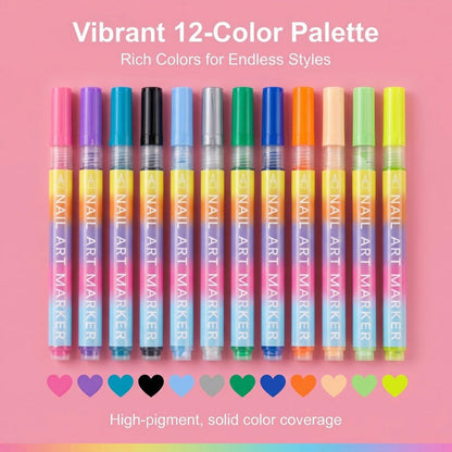 🎨 50% DE DESCONTO – Conjunto de 12 Canetas para Arte em Unhas | Cores vibrantes, ponta fina & fácil de usar
