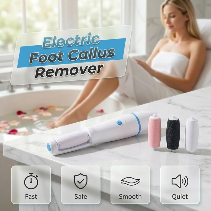 ⚡ 50% DE DESCONTO – Removedor Elétrico de Calos para Pés | Rolos de reposição inclusos, fácil de usar & resultados suaves
