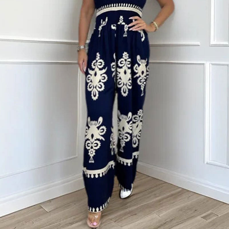 💥 50% DE DESCONTO – Macacão Feminino de Perna Larga com Alças Finas e Decote Aberto nas Costas | Leve, arejado & perfeito para o verão