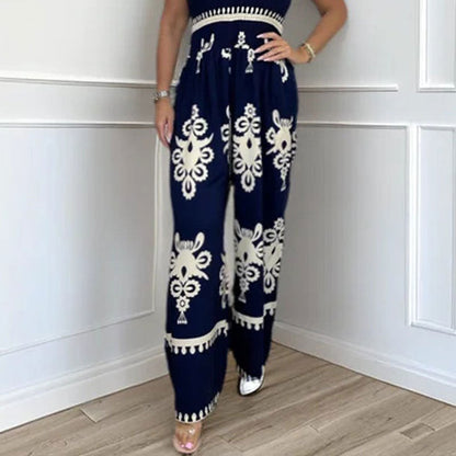 💥 50% DE DESCONTO – Macacão Feminino de Perna Larga com Alças Finas e Decote Aberto nas Costas | Leve, arejado & perfeito para o verão