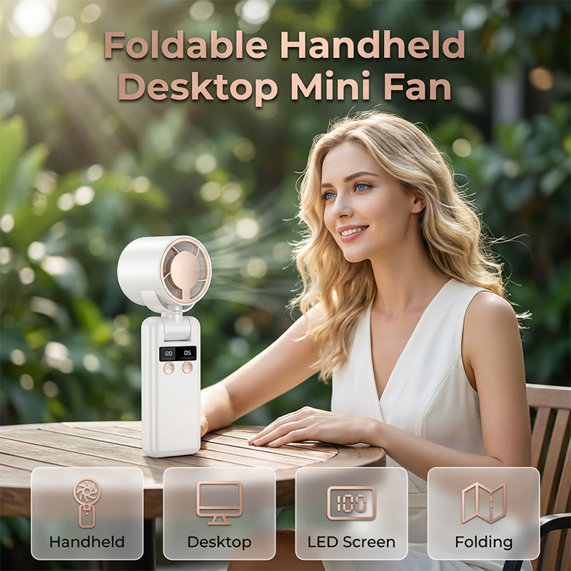 🌀 50% DE DESCONTO – Mini Ventilador Portátil Dobrável para Mão ou Mesa | Recarregável via USB, silencioso & 3 velocidades