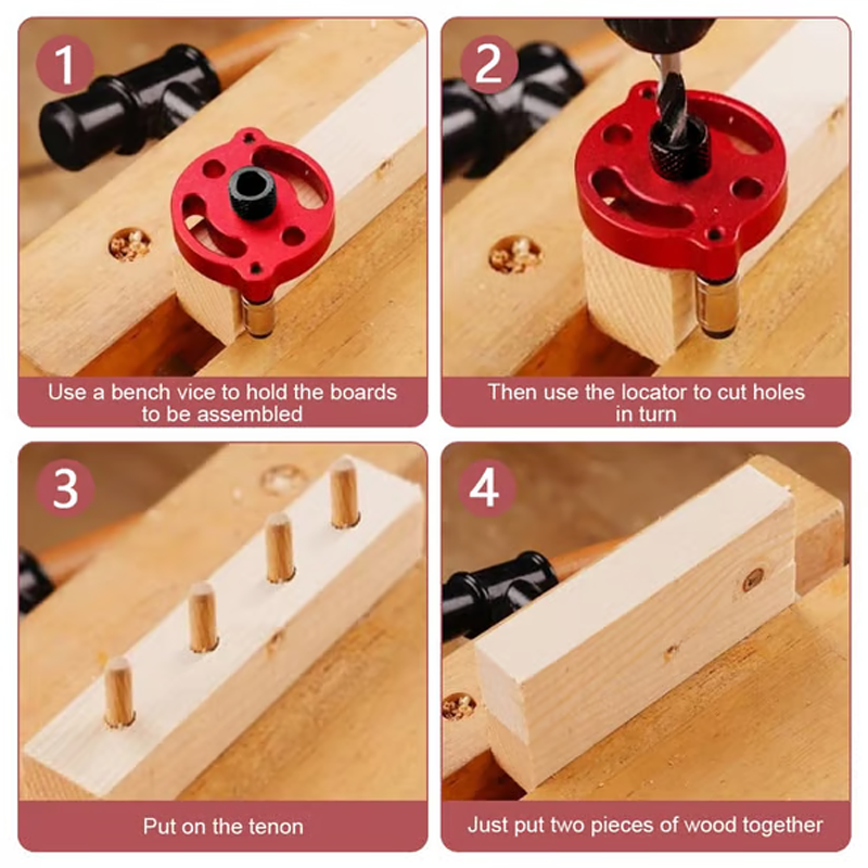 🔨 Kit de gabarito para cavilhas com autocentragem – Juntas perfeitas, sem margem para erros! 🪚✨ Faça furos sempre perfeitamente centrados – o segredo para um trabalho em madeira de nível profissional. 🛠️💥
