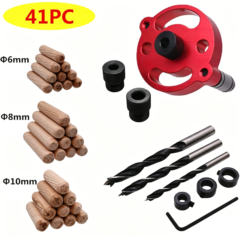 🔨 Kit de gabarito para cavilhas com autocentragem – Juntas perfeitas, sem margem para erros! 🪚✨ Faça furos sempre perfeitamente centrados – o segredo para um trabalho em madeira de nível profissional. 🛠️💥