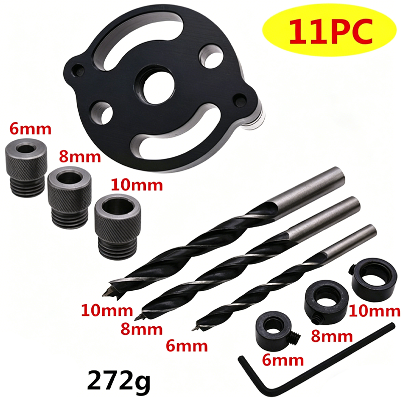 🔨 Kit de gabarito para cavilhas com autocentragem – Juntas perfeitas, sem margem para erros! 🪚✨ Faça furos sempre perfeitamente centrados – o segredo para um trabalho em madeira de nível profissional. 🛠️💥