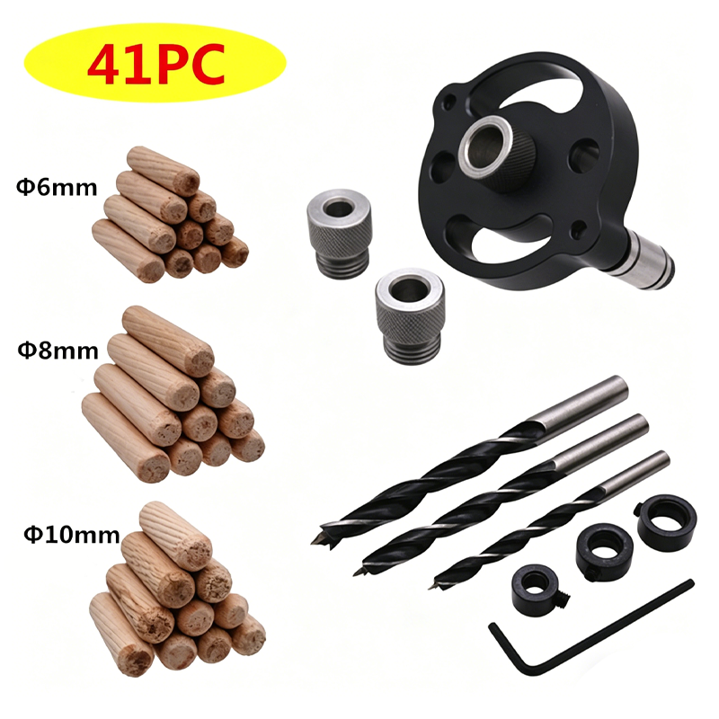 🔨 Kit de gabarito para cavilhas com autocentragem – Juntas perfeitas, sem margem para erros! 🪚✨ Faça furos sempre perfeitamente centrados – o segredo para um trabalho em madeira de nível profissional. 🛠️💥