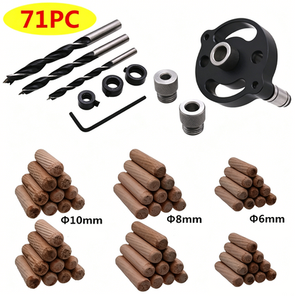 🔨 Kit de gabarito para cavilhas com autocentragem – Juntas perfeitas, sem margem para erros! 🪚✨ Faça furos sempre perfeitamente centrados – o segredo para um trabalho em madeira de nível profissional. 🛠️💥