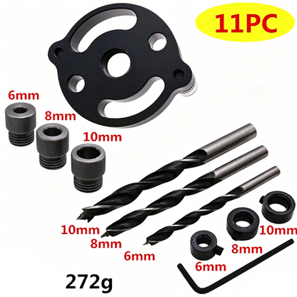 🔨 Kit de gabarito para cavilhas com autocentragem – Juntas perfeitas, sem margem para erros! 🪚✨ Faça furos sempre perfeitamente centrados – o segredo para um trabalho em madeira de nível profissional. 🛠️💥