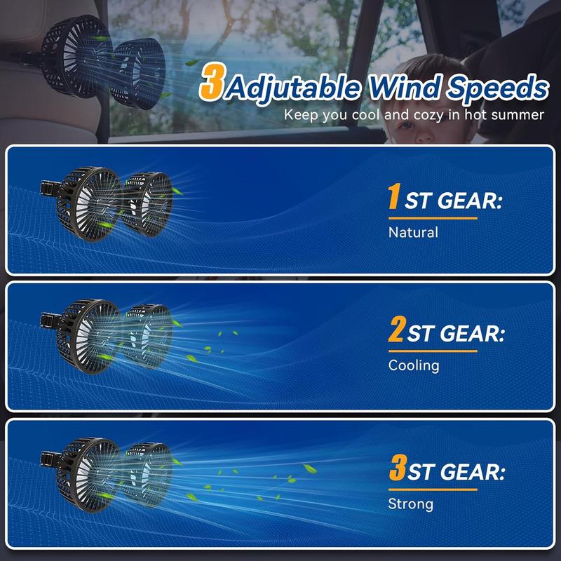 🌞Promoção de Verão: 56% de desconto🔥Ventilador de carro com duas pás e ligação USB, 3 velocidades e rotação de 360°