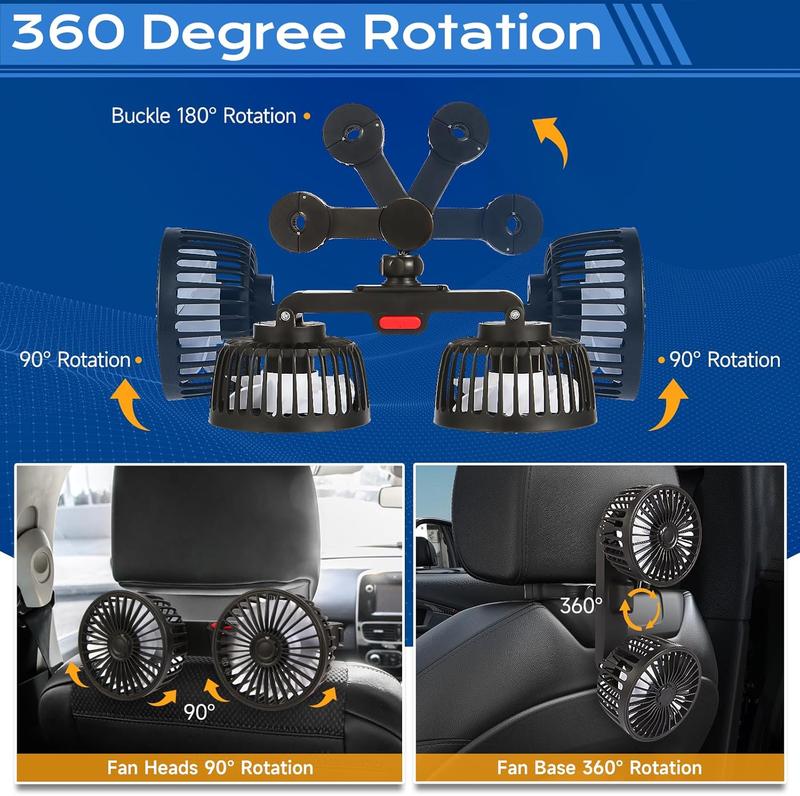 🌞Promoção de Verão: 56% de desconto🔥Ventilador de carro com duas pás e ligação USB, 3 velocidades e rotação de 360°