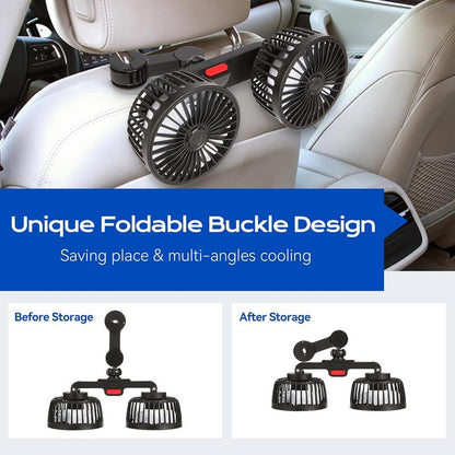 🌞Promoção de Verão: 56% de desconto🔥Ventilador de carro com duas pás e ligação USB, 3 velocidades e rotação de 360°