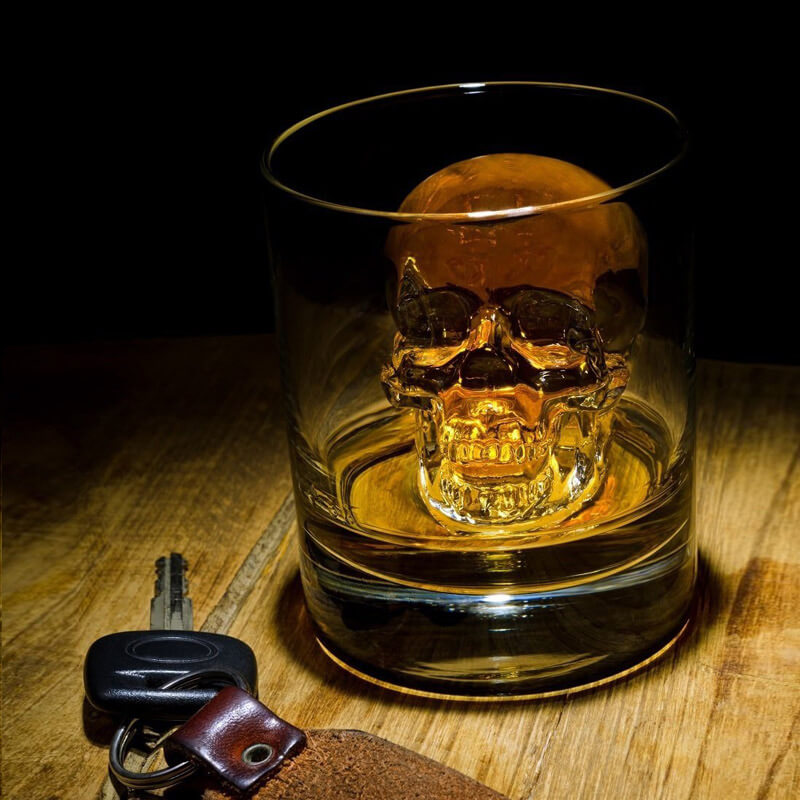 🧊💀 Molde de silicone DIY para cubos de gelo em forma de caveira – Caveira gigante de derretimento lento para uísque e cocktails – Molde de qualidade alimentar e multiusos