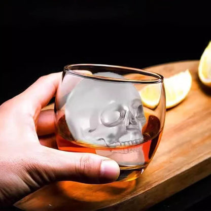 🧊💀 Molde de silicone DIY para cubos de gelo em forma de caveira – Caveira gigante de derretimento lento para uísque e cocktails – Molde de qualidade alimentar e multiusos