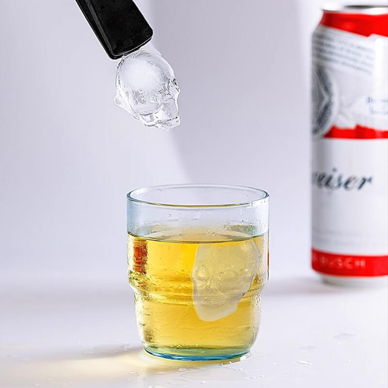 🧊💀 Molde de silicone DIY para cubos de gelo em forma de caveira – Caveira gigante de derretimento lento para uísque e cocktails – Molde de qualidade alimentar e multiusos