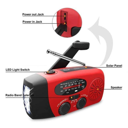 Mini Portable Multifunctional Solar-powered Hand Crank Radio