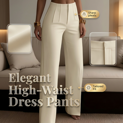 🔥 50% DE DESCONTO – Calça de Terno de Cintura Alta com Pregas e Perna Larga | Fluida, elegante & versátil para todos os momentos