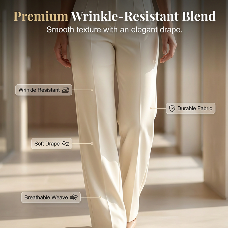 🔥 50% DE DESCONTO – Calça de Terno de Cintura Alta com Pregas e Perna Larga | Fluida, elegante & versátil para todos os momentos