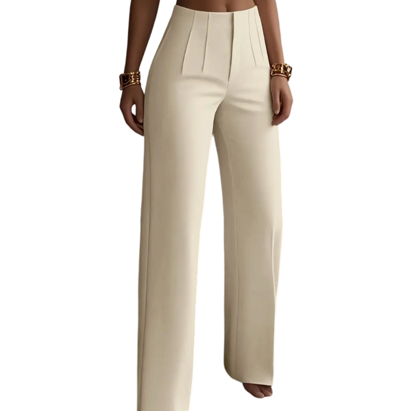 🔥 50% DE DESCONTO – Calça de Terno de Cintura Alta com Pregas e Perna Larga | Fluida, elegante & versátil para todos os momentos
