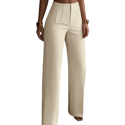 🔥 50% DE DESCONTO – Calça de Terno de Cintura Alta com Pregas e Perna Larga | Fluida, elegante & versátil para todos os momentos