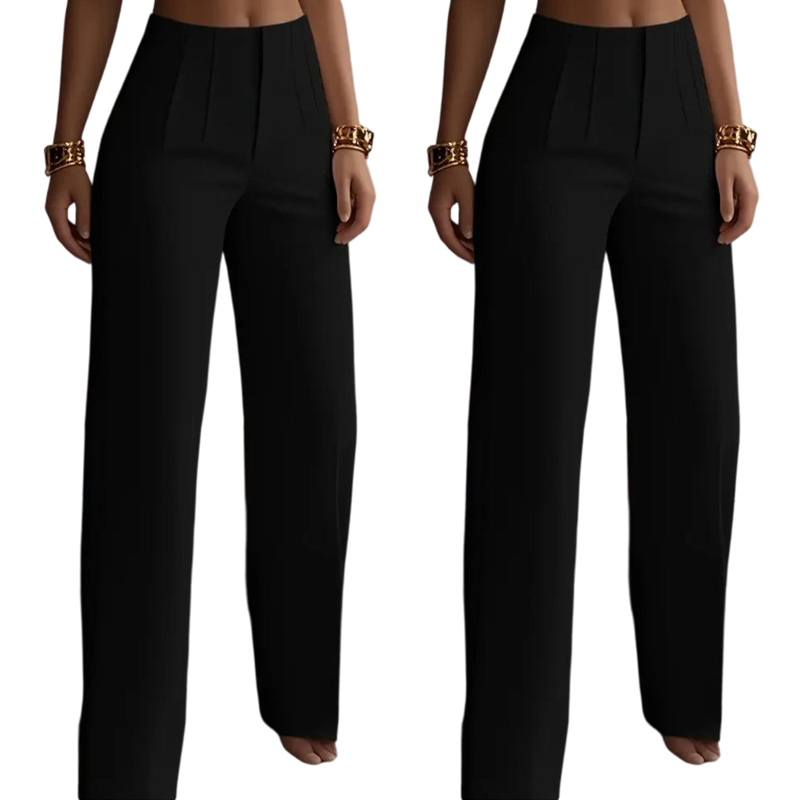 🔥 50% DE DESCONTO – Calça de Terno de Cintura Alta com Pregas e Perna Larga | Fluida, elegante & versátil para todos os momentos