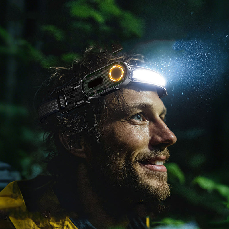 🔦 50% DE DESCONTO – Lanterna Frontal Esportiva com Sensor de Movimento | Super brilhante, ideal para campismo, corrida & caminhadas 🏕️