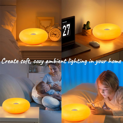 🔥 60% DE DESCONTO – Luminária LED Donut com Controle Tátil | Design único, dimerizável & perfeita para criar ambiente aconchegante 🍩💡